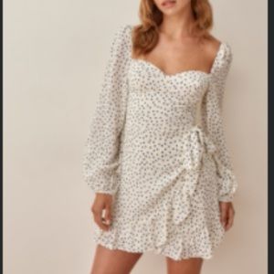 White + Navy Reformation Wrap Dress